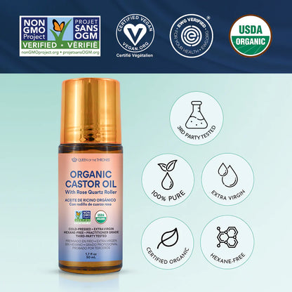 Organic Golden Castor Oil Roll-On with Rose Quartz
